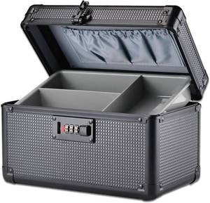 lot 10309 image: Combination Lock Storage Box with Handle, Multipurpose Locking Case for Office, Home & Outdoor Use, Secure Storage for Accessories, Medicine, Tools, Toys & Valuables (Dot Black, Small)