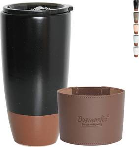 lot 10320 image: Bosmarlin Ceramic Travel Coffee Cup with Lid, 21 oz, Portable Coffee Mug for Car Cup Holder, Microwave and Dishwasher Safe, Reactive Glaze (Black)