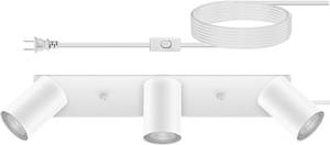 lot 17242 image: Plug in Track Lighting, 3 Light Ceiling Lighting Kit, White 3 Way Modern Wall Spotlight, 15 FT Cord,Flexibly Rotatable Complete Light Kits for Kitchen Cabinet Gallery Bar Living Room No Bulb