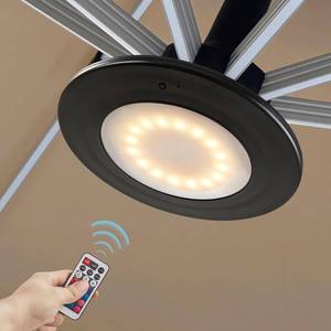 lot 17248 image: Powfloven LED Patio Umbrella Lights with Remote, Black Portable Rechargeable Battery Cantilever Umbrella Light with 3 Brightness, 12 Color Mode Dimmable for Patio Umbrellas, Camping Tents, Outdoor Use