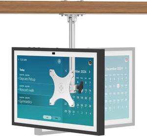 lot 17269 image: Almoz Under Cabinet Mount for Echo Show 15, Height Adjustable Stand, Wide Range of Motion, Keeps Counters Clear, Tilt and Swivel Mount for All Show 15 Generations, Also Fits Show 21 (Height-Silver)