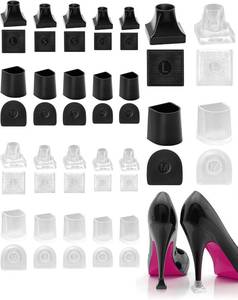 lot 17288 image: Heel Protectors for High Heel Shoes, 12 Pairs Heel Covers Heel stoppers for Grass, Noise Reducing Non-Slip Stiletto Heel Caps(4 Sizes, White, Black)