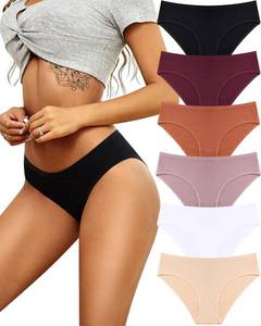 lot 17300 image: ALL OF SHE Womens Underwear Cotton Hipster Panties Breathable Sexy Cheeky Stretch Soft Ladies Bikini Underwear 6 Pack S