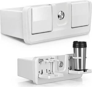 lot 17502 image: BBTO Boat Pontoon Yacht Storage Lockable Plastic Boat Yacht Dock Glove Box with 2 Cup Holders and Keys High Impact and UV Resistant ABS Console Compartment