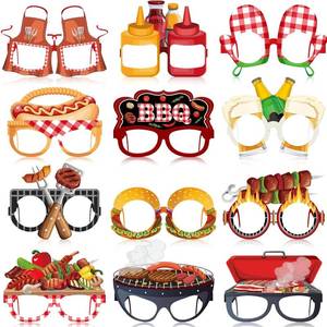 lot 17507 image: 36 Pcs BBQ Party Decorations Eyeglasses Barbecue Themed Paper Glasses Decor Baby Q Photo Booth Props Frame for Summer Picnic Camping BBQ Baby Shower Birthday Party Decor Gift
