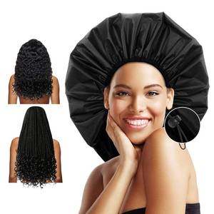 lot 17523 image: Auban Extra Large Shower Cap, Waterproof Reusable Hair Cap, XL Satin Lined Shower Bonnet for Women Men Thick Long Hair, Braids, Dreadlocks(Adjustable)