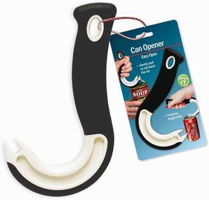 lot 17525 image: Jokari Ring Pull Can Opener for Soda and Food Cans Arthritis Aid with Non Slip Grip for Seniors Kids and Nail Protection Manual Pull Tab Tool for Easy Open Cans Black Dishwasher Safe