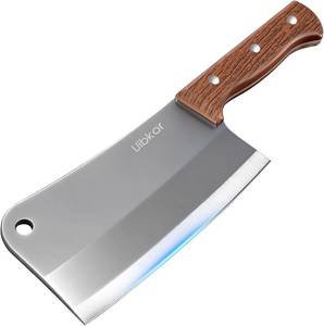 lot 17532 image: 7 Inch Meat Cleaver Knife, Professional Butcher Knife, Heavy Duty Bone Chopper, Ultra Sharp High Carbon Steel Blade, Ergonomic Non-Slip Handle for Bone Cutting, Vegetable Chopping, Restaurant, Kitchen