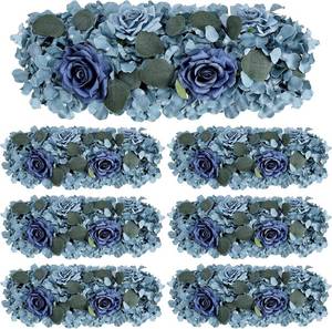 lot 17539 image: Pack of 6 Artificial Flower Wedding Arch Decorations, 18 inch Floral Centerpieces for Party Bridal Shower Event Table Wall Arrangement - Dusty Blue