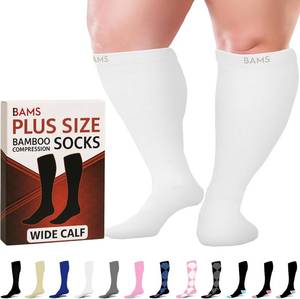 lot 17545 image: BAMS Plus Size Compression Socks Wide Calf   Graduated Knee-High Support, Viscose from Bamboo Easy-OnEasy-Off Size XXL