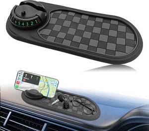 lot 17550 image: Universal Multifunction Anti-Slip Car Dashboard Mat, Rotatable Car Phone Holder Dashboard Pad with Temporary Parking Number Non-Sticky Mat for Phones Sunglasses Keys Gadgets