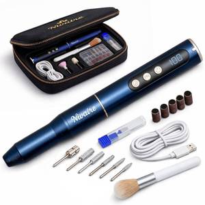 lot 17554 image: Cordless Nail Drill Professional Kit - Nail Filer Electric - 8 Drill Bits, 1 Ceramic Bit, 6 Sanding Bands, 5 Speed Levels - Electric Manicure Set, Nail Polisher - Portable, Rechargeable (Navy Blue)