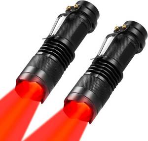 lot 17561 image: 2 Pack Red Light Flashlight Single Mode Red LED Flashlight One Mode Zoomable Night Light Torch for Night Observation and Astronomy Aviation