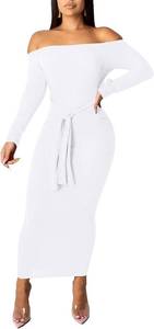 lot 17563 image: SheKiss Womens Off Shoulder Long Sleeves Bodycon Sweater Dress Sexy Knit Slim Cardigans Size Large