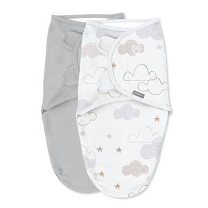 lot 17570 image: SwaddleMe by Ingenuity Original Swaddle, 100% Cotton, Improves Sleep & Calms Startle Reflex, 0-3 Months, 1.0 TOG, 2-Pack, Baby Swaddle Blanket - Space & Clouds