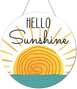 lot 17571 image: Summer Decorations Door Hanging Sign Wreath Hello Sunshine Wooden Door Hanger Farmhouse Rustic Welcome Summer Wreath Sign for Pool, Tree, Front Door, Wall, Party Supplies