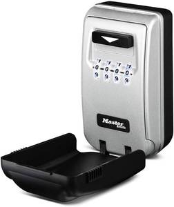 lot 17576 image: Master Lock 5425D Set Your Own Combination Wall Mount Lock Box with Light Up Dials, 6 Key Capacity, Black