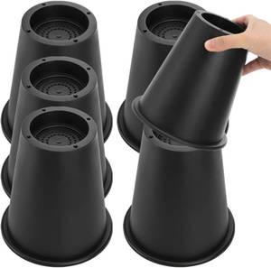 lot 17589 image: 6 Pack 6 Inch Heavy Duty Bed Risers, Round Furniture Riser with Non-Slip Foam Pad, Stackable Couch Lift Riser, Furniture Elevator for Under Bed Storage, College Dorm, Office, Sofa, Table (1 Has a Break on the Rim)