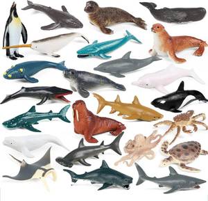 lot 17598 image: EOIVSH 24PCS Mini Ocean Animal Figurines - Realistic Sea Creatures Toy Figures with Sharks, Whales & Walrus - Under The Sea Life Figure for Party Decoration, Easter Egg Filler & School Project