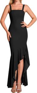 lot 17719 image: XinFSh Womens Formal Wedding Guest Maxi Dress Ruffle Mermaid High Slit Long Cocktail Party Prom Dresses Size XS