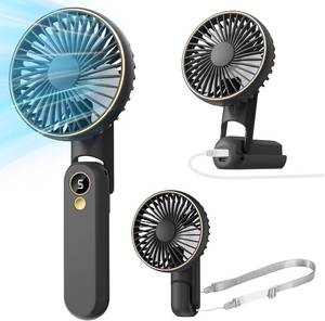 lot 17720 image: Portable Handheld Fan, Up to 15 Working Hours 180  Foldable Personal Fans, USB Rechargeable Mini Hand Fan for TravelSummerOutdoorOffice, 5 Speeds Adjustable, LED Display,Black