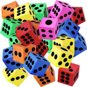 lot 17723 image: ArtCreativity Foam Dice for Kids, Bulk Set of 48, 1.5 Inch Large Multicolored Hexahedron Dice, Great for Classroom, Casino Party Decorations, Board Games