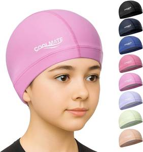 lot 17725 image: COOLMATE Fabric Swim Cap for Women, Men & Kids   Silicone Water Resistant Layer, Lightweight Cloth Cap for Pool & Lap Swimming   Non-Slip Comfortable Fit, Gift for Swimmers (1 Pack)
