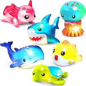 lot 17742 image: Tub Works  Under the Sea  Light Up Bath Toys, 4 Pack  Water-Activated Light Up Toys Flash & Change Color  Easy-Grip Baby & Toddler Bath Toys  Sensory Bathtub Toys with Bath Lights for Kids Bath