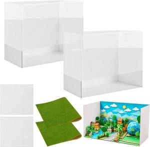 lot 17745 image: Cardboard Diorama Kit,13.8 x 8.7 x 8.3 Inches Diorama Box for Display with Transparent Case, Double-Sided Tape & Fake Grass, Ideal for DIY Crafts Construction Project