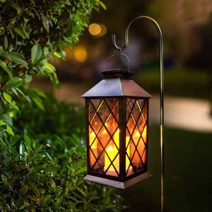 lot 17752 image: Solar Outdoor Lantern, Garden Hanging Waterproof Lanterns PVC Upgrade 3 LED Flickering Flameless Candle Decorative for Garden Women Mom Grandma Halloween Gifts (Grid Candle)