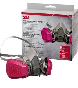 lot 63286 image: 3M P100OV OdorParticulate Multi-Purpose Reusable Respirator 65021, NIOSH-APPROVED Organic Vapor Cartridge, Medium - Retail $36