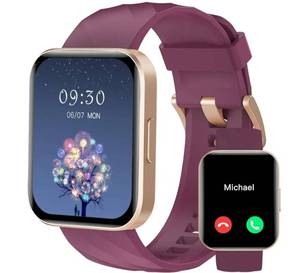 lot 63303 image: Smart Watches for Women Men (AnswerMake Calls) Compatible with iPhoneAndroid Phones, 1.85 HD Screen Fitness Tracker Heart Rate Monitor 100 Sports Tracker Watch Waterproof (Purple) - Retail $35