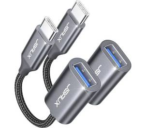 lot 63314 image: USB C to USB 3.0 Adapter 2 Pack, USB C Male to USB Female OTG Cable Adapter Compatible with MacBook ProAir, iPhone 17 Pro MaxiPhone Air17e16e1615 Series, Samsung Galaxy S25S24S23 - Retail $9