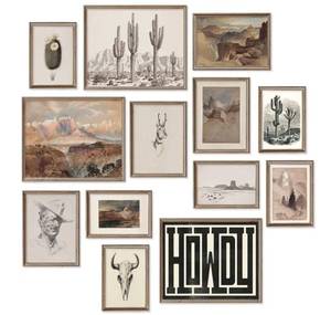 lot 63334 image: Western Decor Vintage Western Wall Decor, Farmhouse Cowboy Decor Wall Art, Boho Ranch Landscape Art Prints Canyons Cacti Desert Southwestern Wall Decor Aesthetic Pictures, Rustic Southwestern Artwork Prints, Unframed - Retail $11