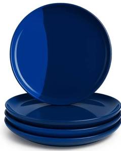 lot 63336 image: Thomas Fuchs Creative 12 & 12 Melamine Side Plates Set of 4, Chip and Break-Resistant, Durable Salad Plates, Kid-Friendly Dessert Plates for Indoor and Outdoor, Dishwasher Safe, CobaltNavy(8) - Retail $54