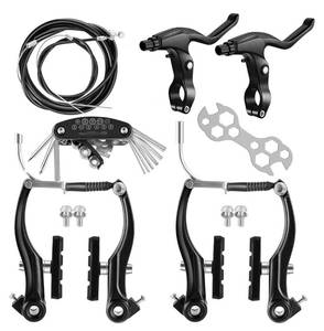 lot 63346 image: V-Type Bike Brake Set, Complete Universal Bike Front and Rear MTB Brake, Bicycle Brakes, Inner and Outer Cables, Include Brakes Lever Calipers Multi-Tool Wrenches - Retail $18