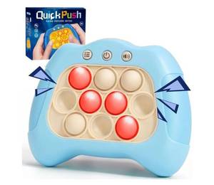 lot 63367 image: Fast Push Machine Light Up Fidget Toys for Kids Adults, Handheld Game for Kids 3-12, Quick Push Bubble Stress Toy, Sensory Toys Travel Games, Xmas Birthday Gifts for Boys Girls (Blue) - Retail $10