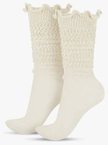 lot 63384 image: Ruffle Slouch Socks for Women Knit Knee Boot High Socks Ruffle Long Tube Soft Scrunch Womens Legging Sock - Retail $9