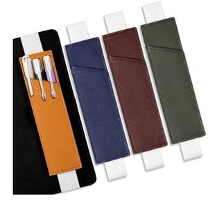 lot 63386 image: 4 Pieces Adjustable Pen Holder for Notebook Elastic Strap Band PU Leather Pen Sleeve Pouch for Hardcover Journals for Gift, 8-1.5 Inch(Green, Ginger, Red, Navy Blue) - Retail $9