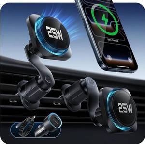 lot 63397 image: ESR OmniLock Qi2.2 Certified 25W MagSafe Car Mount Charger with CryoBoost, Phone Cooling MagSafe Car Charger, 360° Rotatable, Air Vent Magnetic Car Phone Holder for iPhone 1716 with iOS 26, S26 Ultra - Retail $57