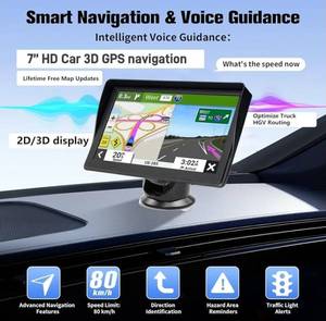 lot 63399 image: GPS Navigator for Car Truck RV - 7 HD Touchscreen Navigation System, Latest 2026 Maps Free Lifetime Updates, Speed & Red Light Warning, Turn-by-Turn Voice Guidance, GPS Navigation for All Cars - Retail $56
