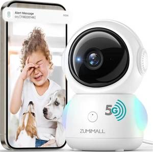 lot 63403 image: Security Camera Indoor, 5G2.4G WiFi Baby Monitor with Camera and Audio, 2K Wired Pet Cameras for Home Security, One-Click Call, Auto Tracking, CryPIRAI Detection, AlexaONVIFCloud - Retail $36