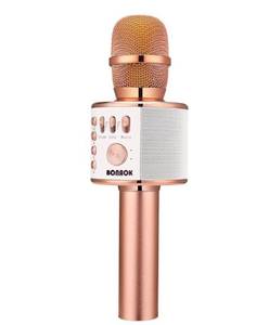 lot 63410 image: Wireless Bluetooth Karaoke Microphone,3-in-1 Portable Handheld Karaoke Mic Speaker Machine Home Party Birthday for All Smartphones PC(Q37 Rose Gold) - Retail $26