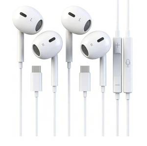 lot 63416 image: 2 Packs USB C Headphones for iPhone 171615 Earbuds with Mic & Volume Control, Type C Earphones Wired for iPhone 17 16 15 Pro Max, for iPad Pro, Galaxy S25S24S23S22S21S20 Ultra Note 1020 - Retail $16
