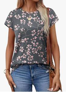 lot 63423 image: Womens Summer Tops Short Sleeve Shirts Crew Neck Cute Trendy Tunic Blouses ,M - Retail $17