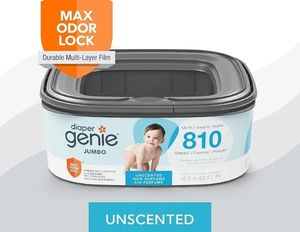 lot 63426 image: Diaper Genie Jumbo Square Refill, with Continuous Film, can Hold up to 810 Newborn-Sized Diapers per Refill.8K bought in past month - Retail $16