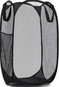 lot 63432 image: Handy Laundry Collapsible Mesh Pop Up Hamper with Wide Opening and Side Pocket - Breathable, Sturdy, Foldable, and Space-Saving Design for Clothes and Storage (Black) - Retail $8