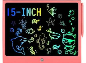 lot 63442 image: LCD Writing Tablet for Kids, 15 Inch Colorful Electronic Doodle Board for Kids Age 3 Toys Christmas Birthday Erasable Drawing Tablet Toddler Learning Toys - Retail $27