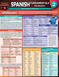 lot 63444 image: Spanish Fundamentals 2 - Vocabulary a QuickStudy Laminated Reference Guide - Retail $6