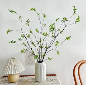lot 63451 image: 4 Pcs Artificial Ficus Branches Faux Eucalyptus Stems, 47.2 Inch Fake Greenery Stems Artificial Plants for Vase Filler Decoration, Fake Leaves Branches Centerpieces Decor - Retail $20